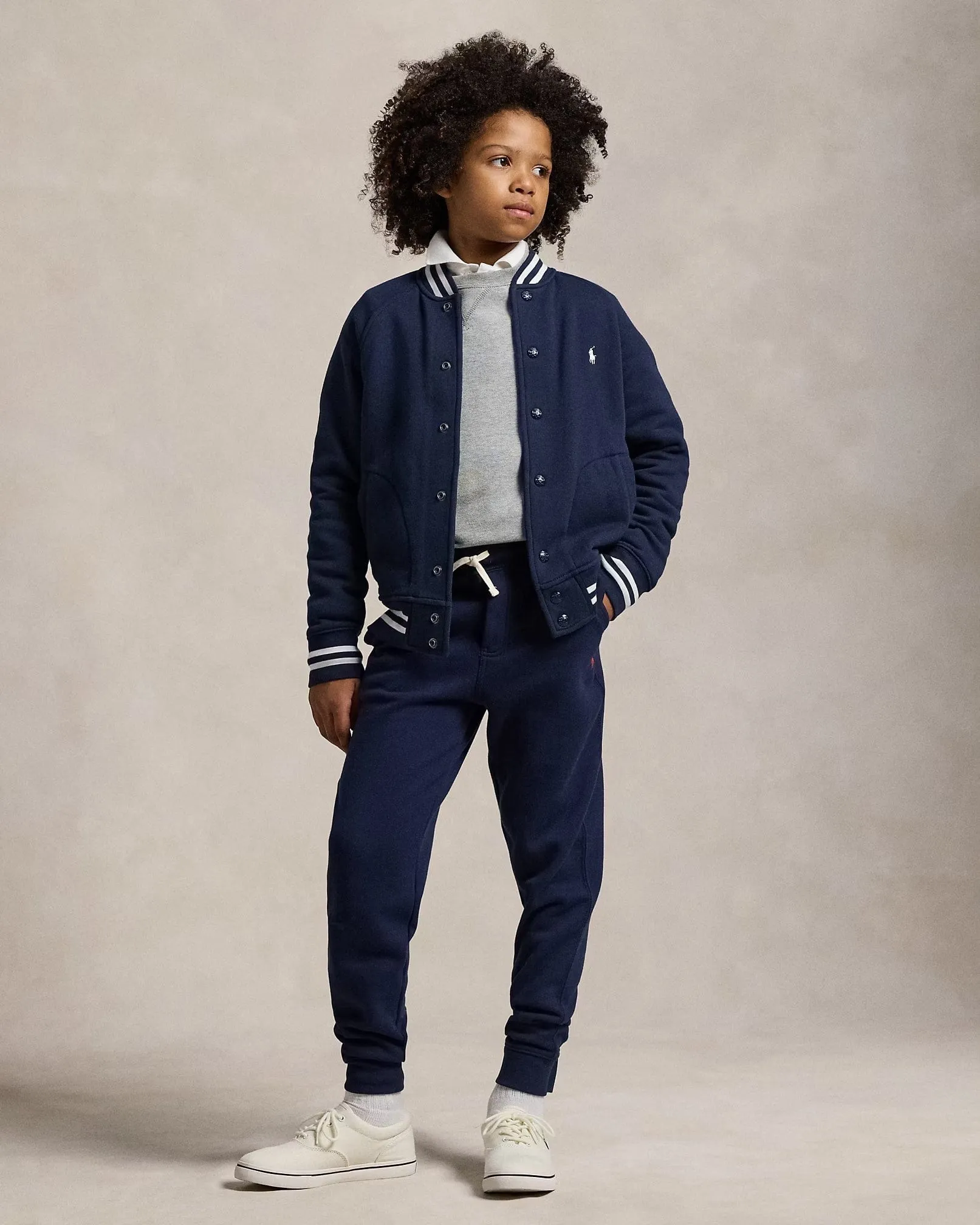 Ralph Lauren Boys Jersey Bomber Jacket in Navy