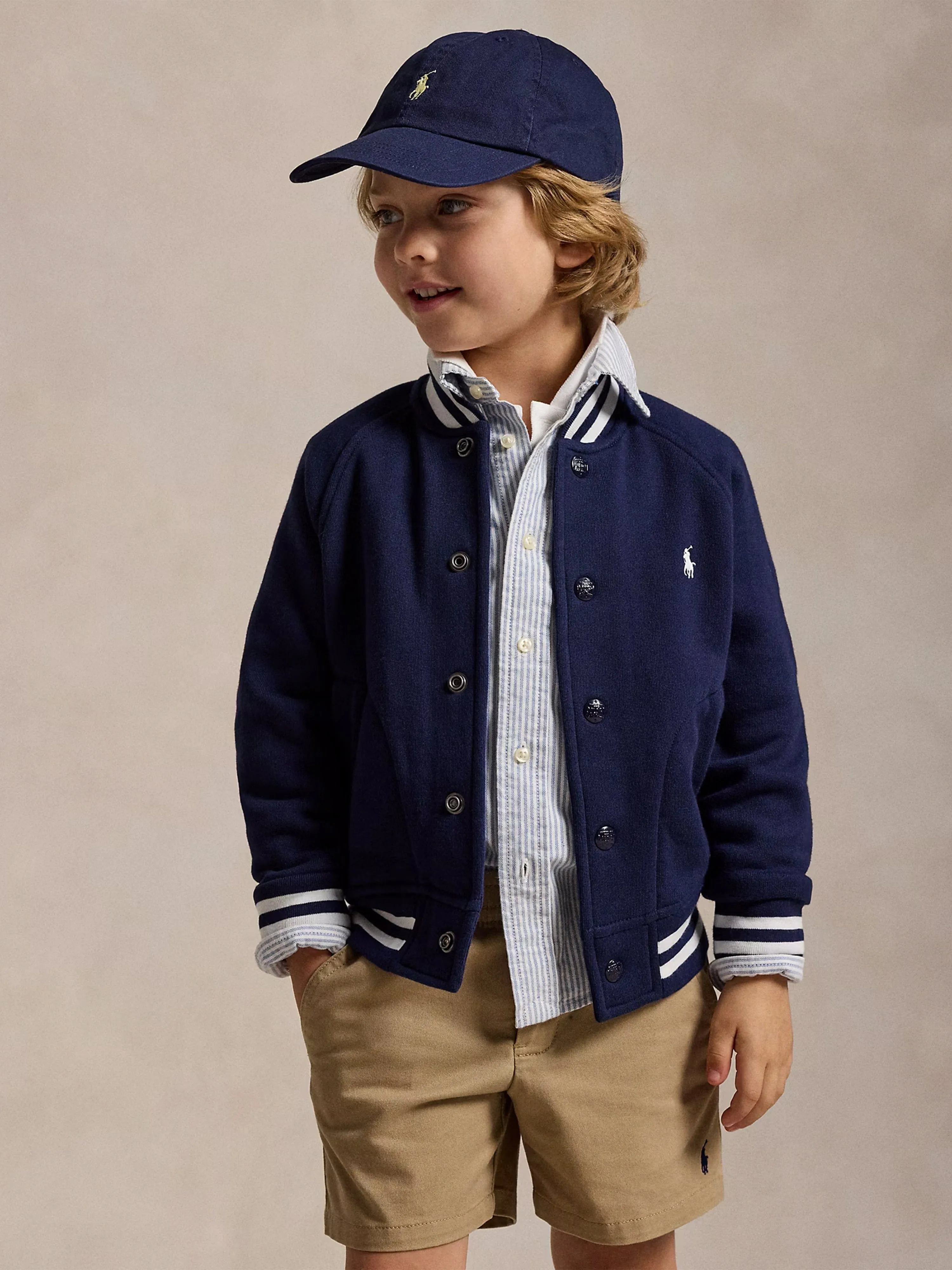 Ralph Lauren Boys Jersey Bomber Jacket in Navy