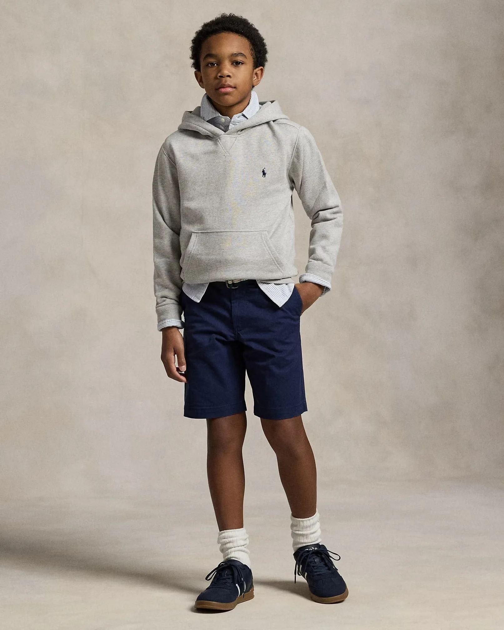 Ralph Lauren Boys Logo Hoodie in Grey