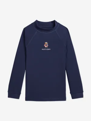 Ralph Lauren Boys Polo Bear Performance Rash Guard in Navy