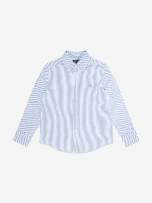 Ralph Lauren Boys Striped Logo Shirt in Blue