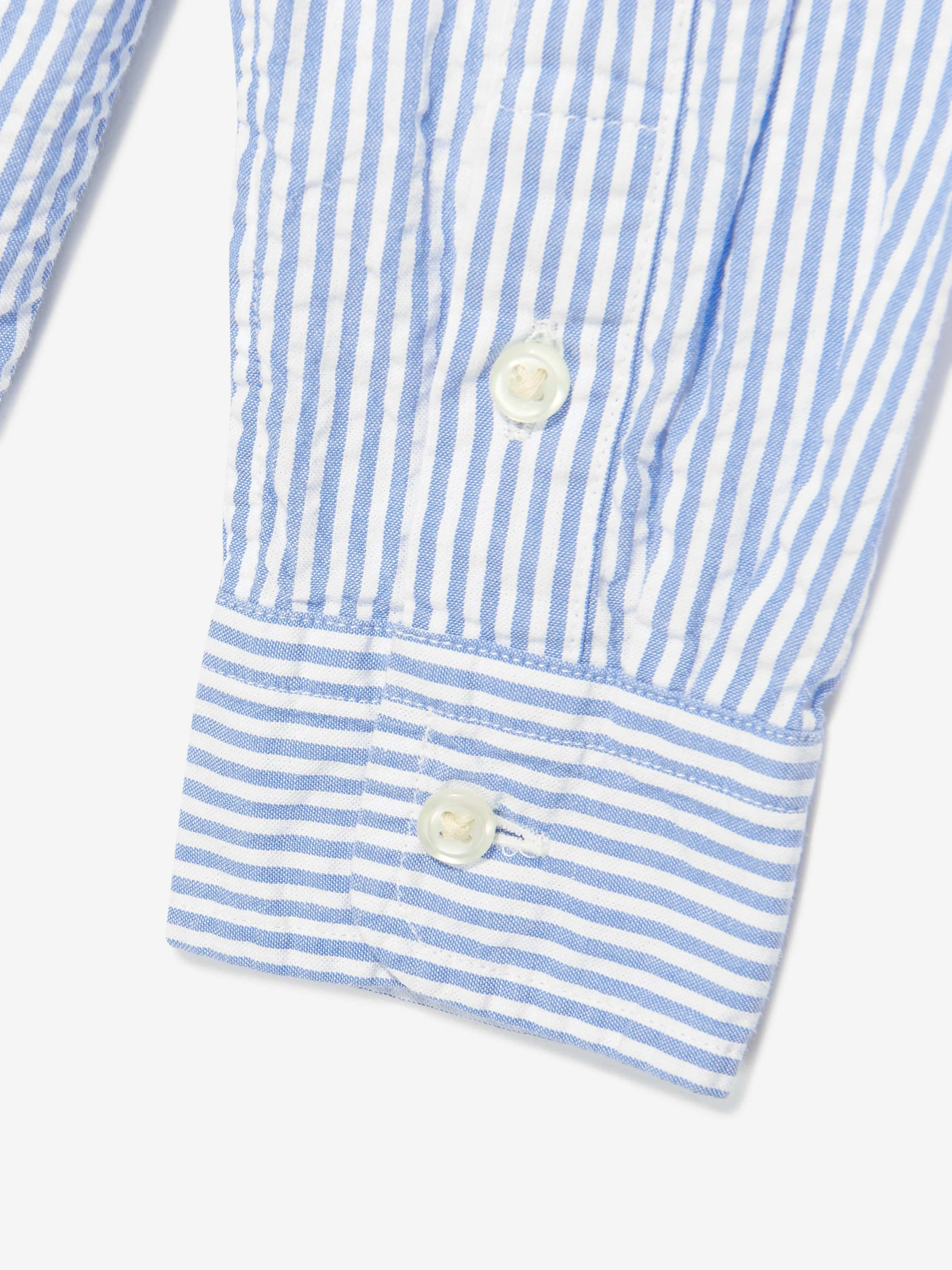 Ralph Lauren Boys Striped Logo Shirt in Blue