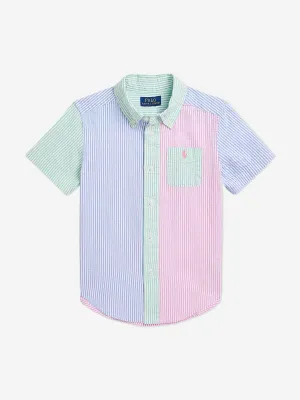 Ralph Lauren Boys Striped Seersucker Shirt in Blue