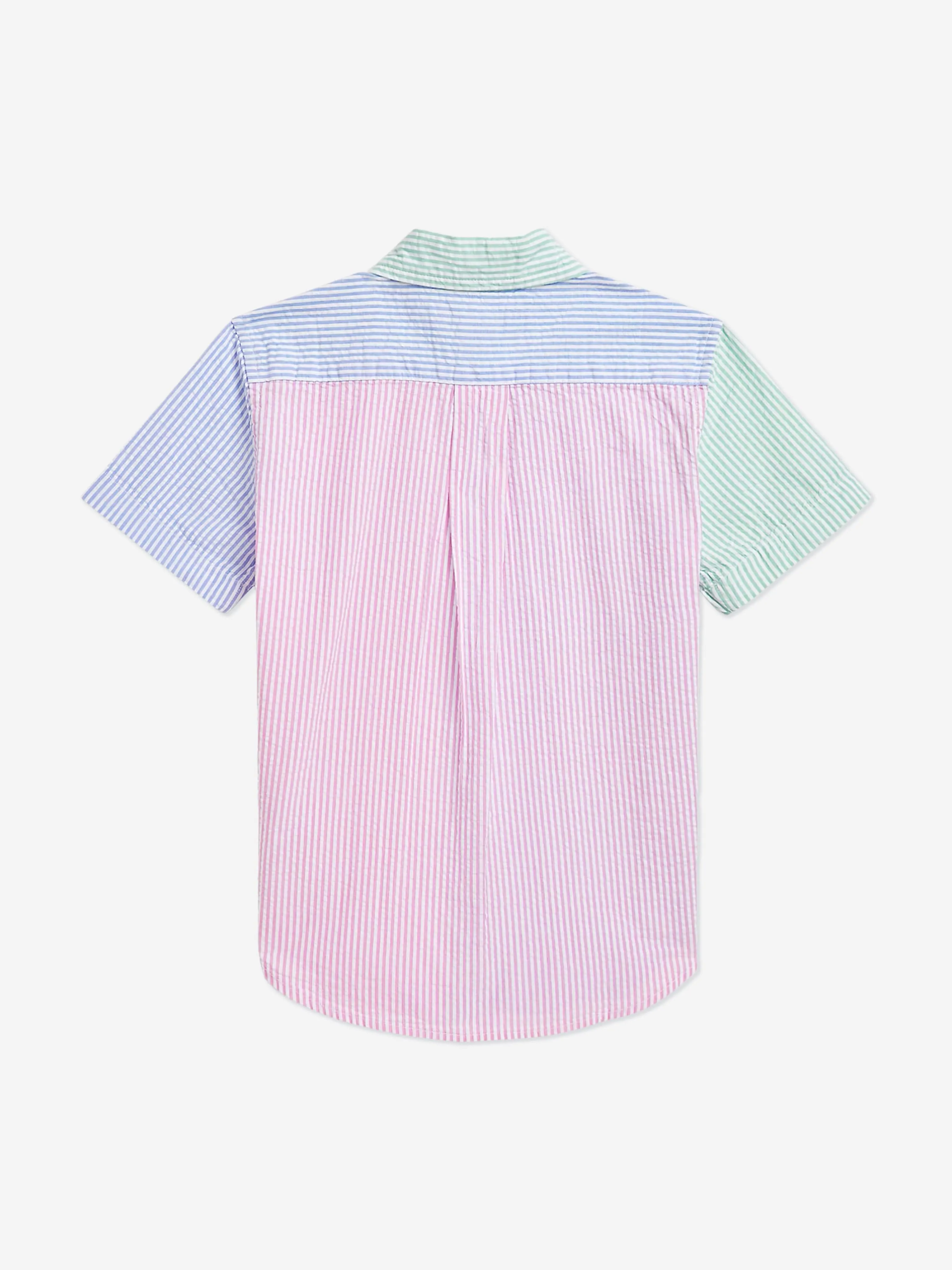 Ralph Lauren Boys Striped Seersucker Shirt in Blue