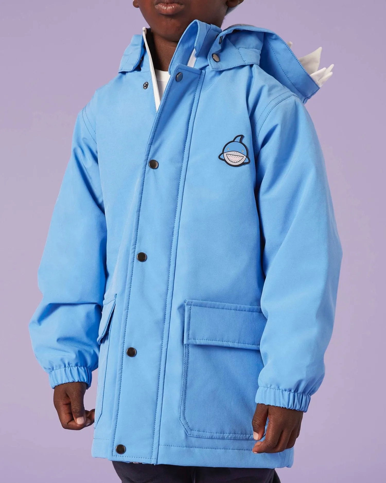 Roarsome Boys Reef The Shark Waterproof Coat in Blue