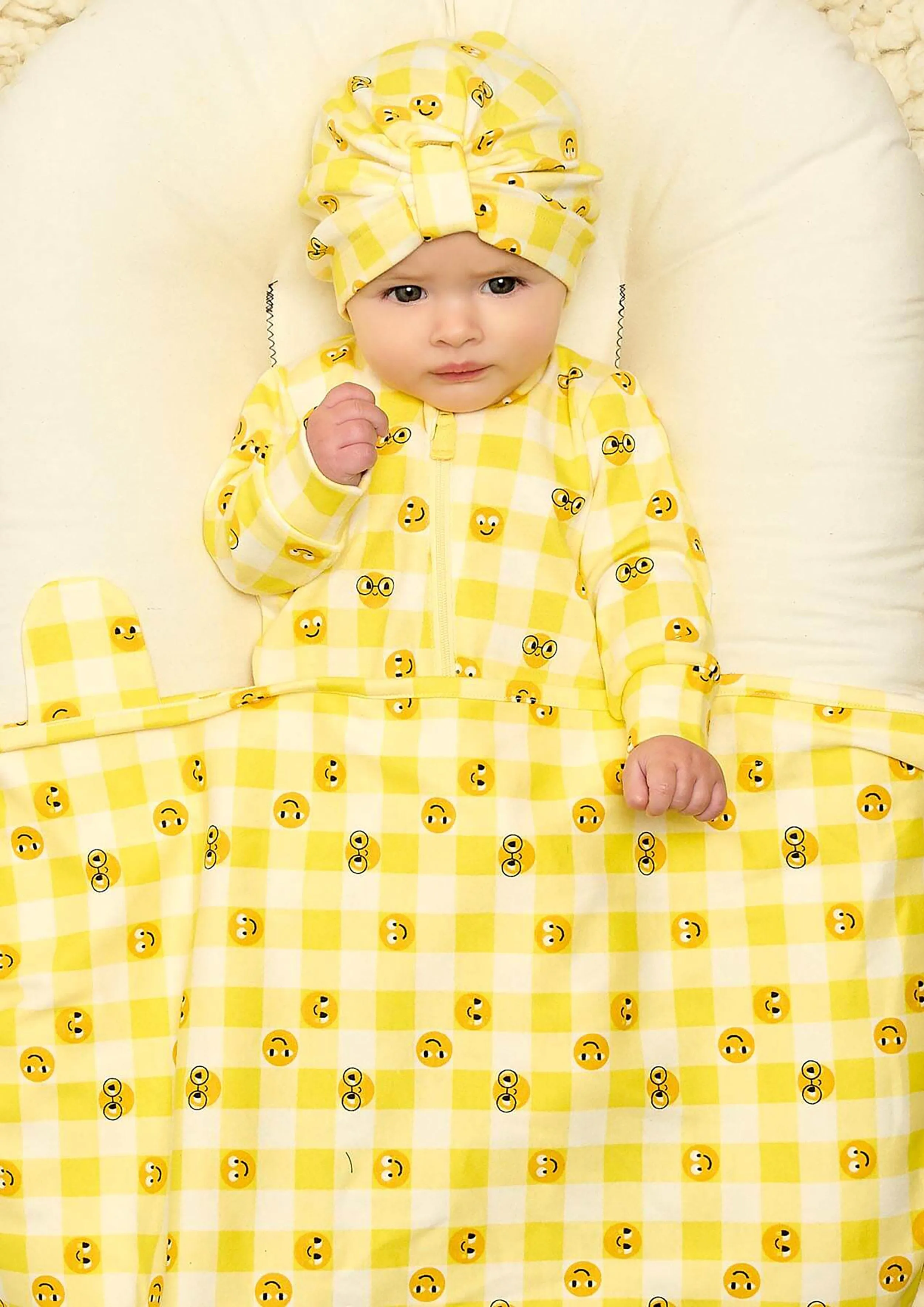 The Bonnie Mob Baby Girls Tiddlywink Turban Hat in Yellow