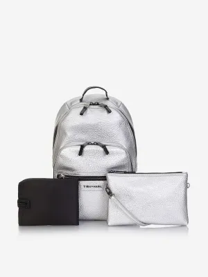 Tiba   Marl Baby Elwood Changing Backpack in Silver (42cm)