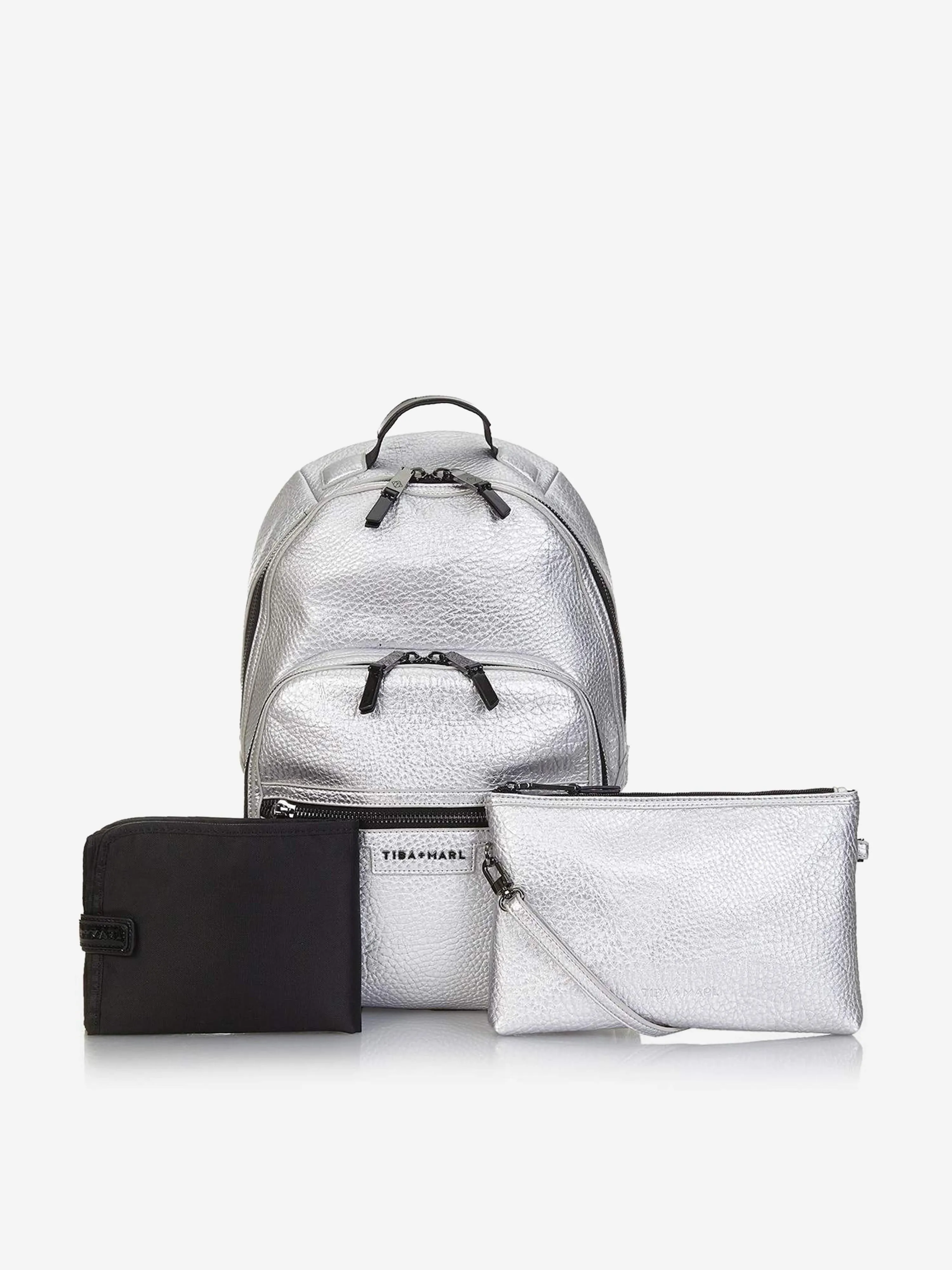 Tiba   Marl Baby Elwood Changing Backpack in Silver (42cm)