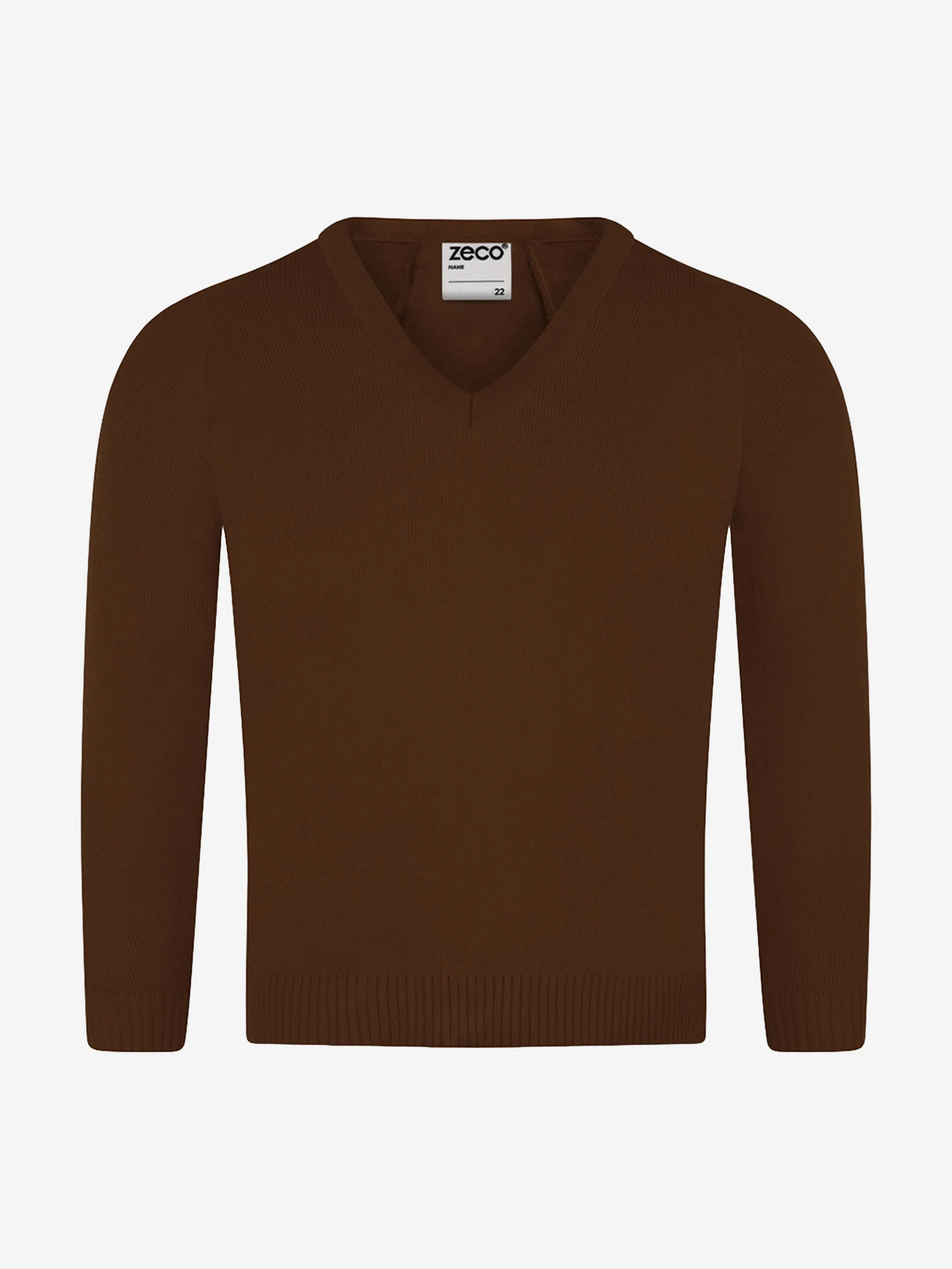 Zeco Kids School Knitted V-Neck Jumper in Brown